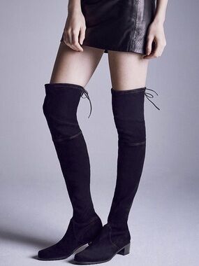 Stuart Weitzman Black Suede Midland Over The Knee Boots